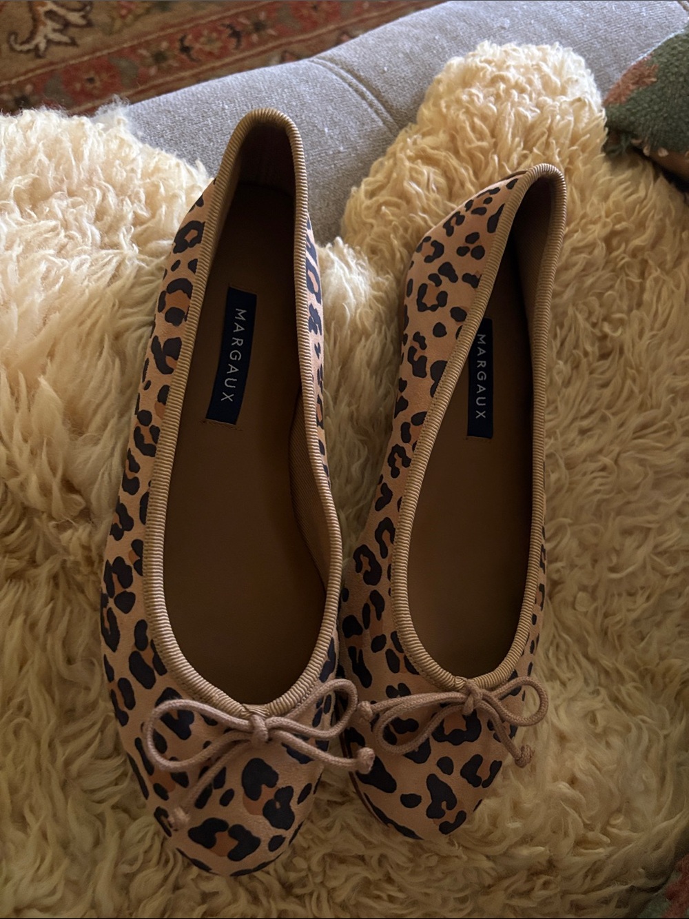 Margaux Leopard-Print Ballet Flats in Tan and Black sz36